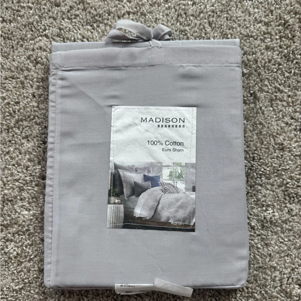 Madison Euro Sham Bundle 100% Cotton Euro Sham 26x26 Gray Euro Sham set of 3 NEW